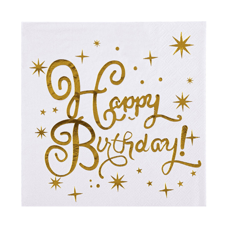 33x33 gelukkige verjaardag cocktail servetten 3ply papieren servetten met hete stempel SJ3301