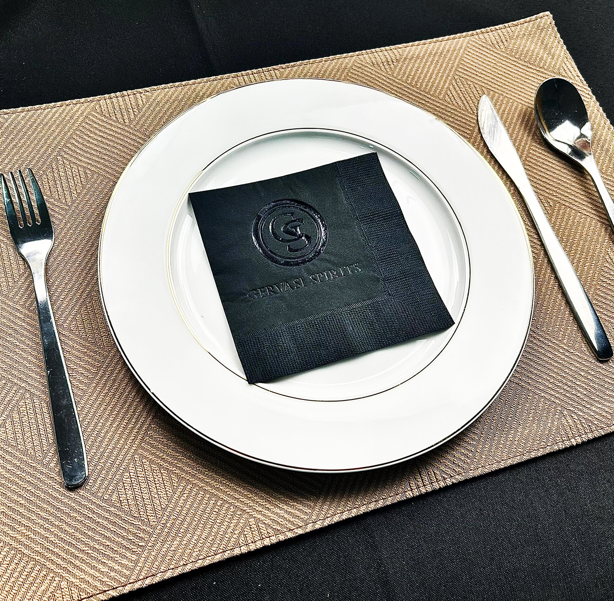 Luxe zwarte papieren servetten met hot stamping