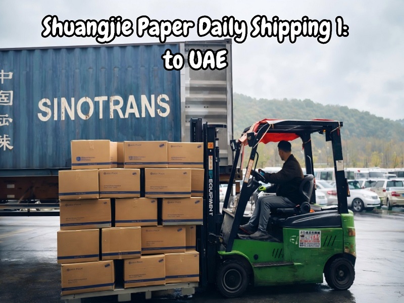 Shuangjie Paper verzendt een volledige container met Airlaid-servetten naar de VAE vanuit de haven van Ningbo