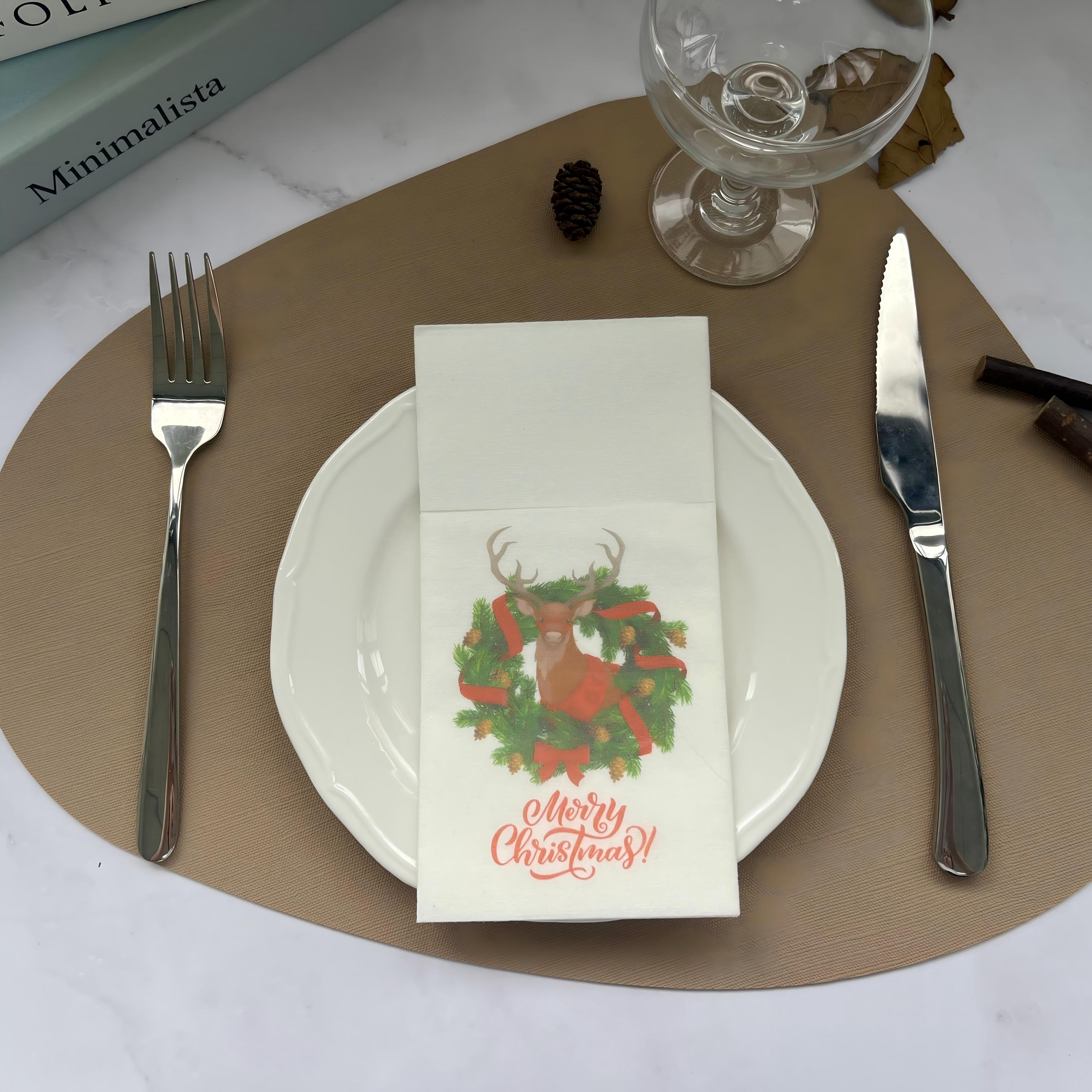 Vrolijk kerstfeest op maat origineel ontwerp diner airlaid servetten