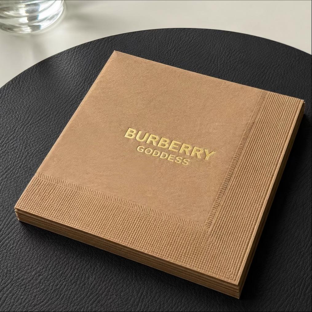 Luxe goudfolie gestempelde bruine papieren servetten | 25x25cm | Aangepaste 